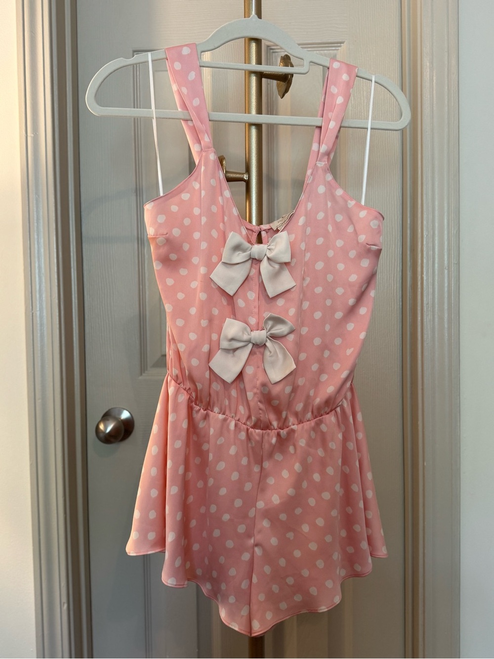 Kate Spade Pink Polka Dot Pajamas with Bow Accents